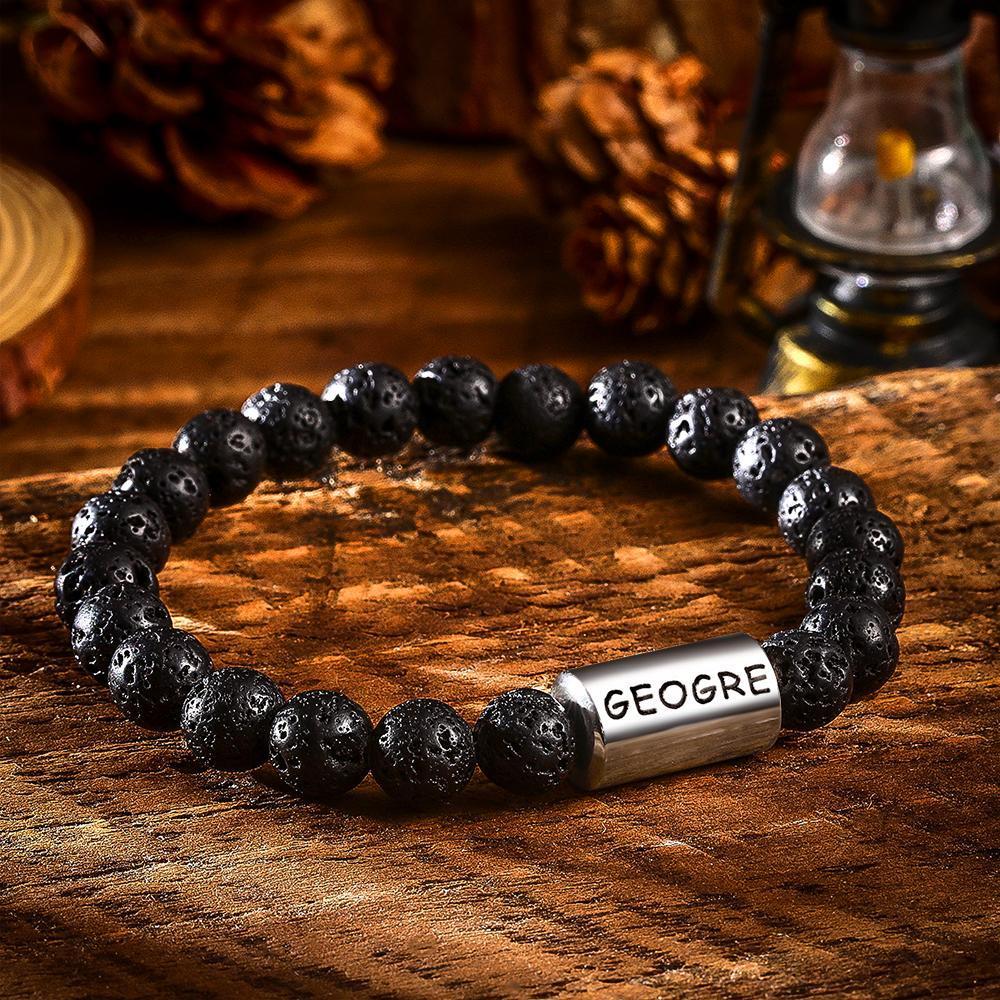 Bracelet Personnalisé Bracelet Gravé Bracelet D`homme Avec Perles Cadeaux Pour Mari / Petit Ami