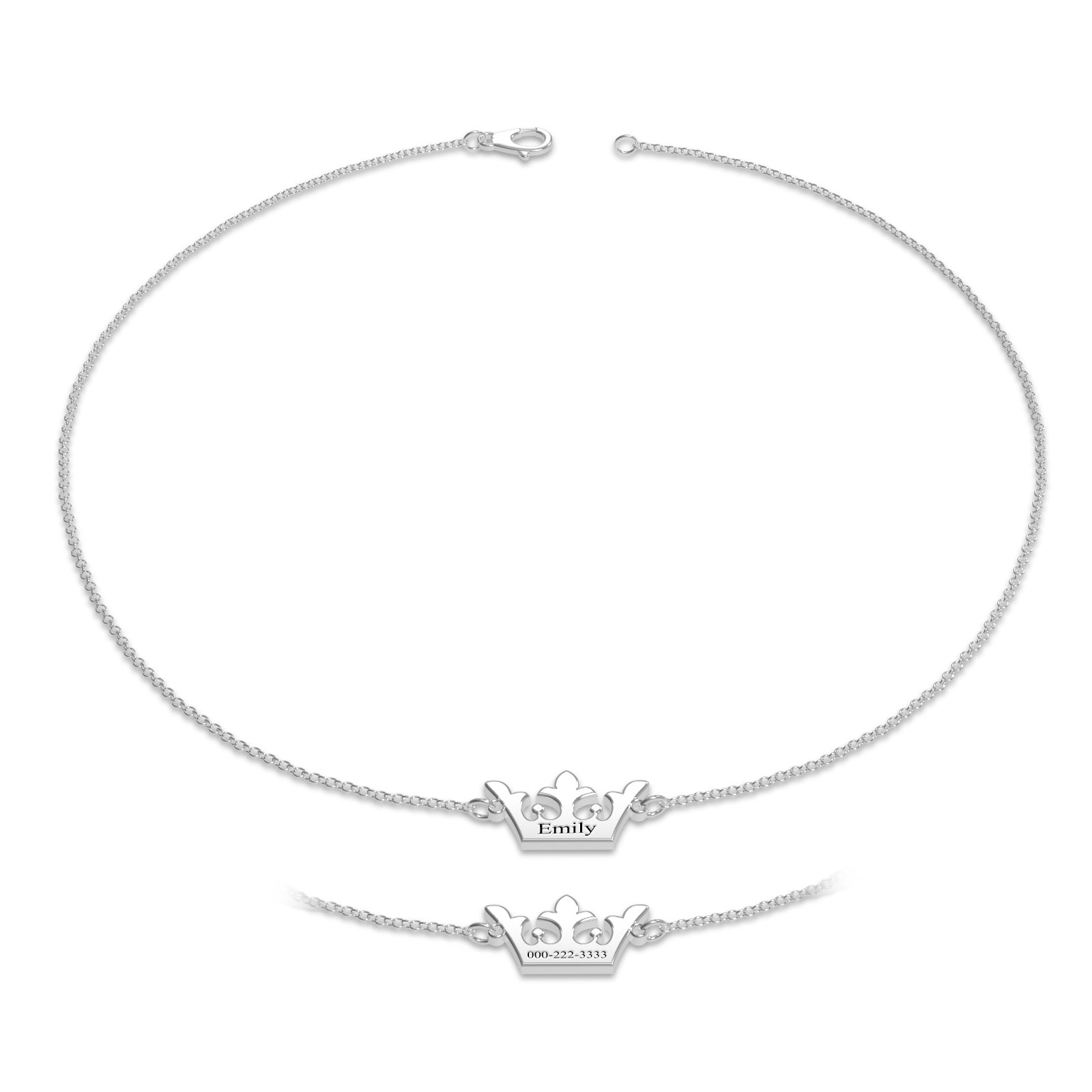 Bracelet Personnalisé Bracelet Gravé Personnalisé Collier Couronne Brillante Pour Adulte