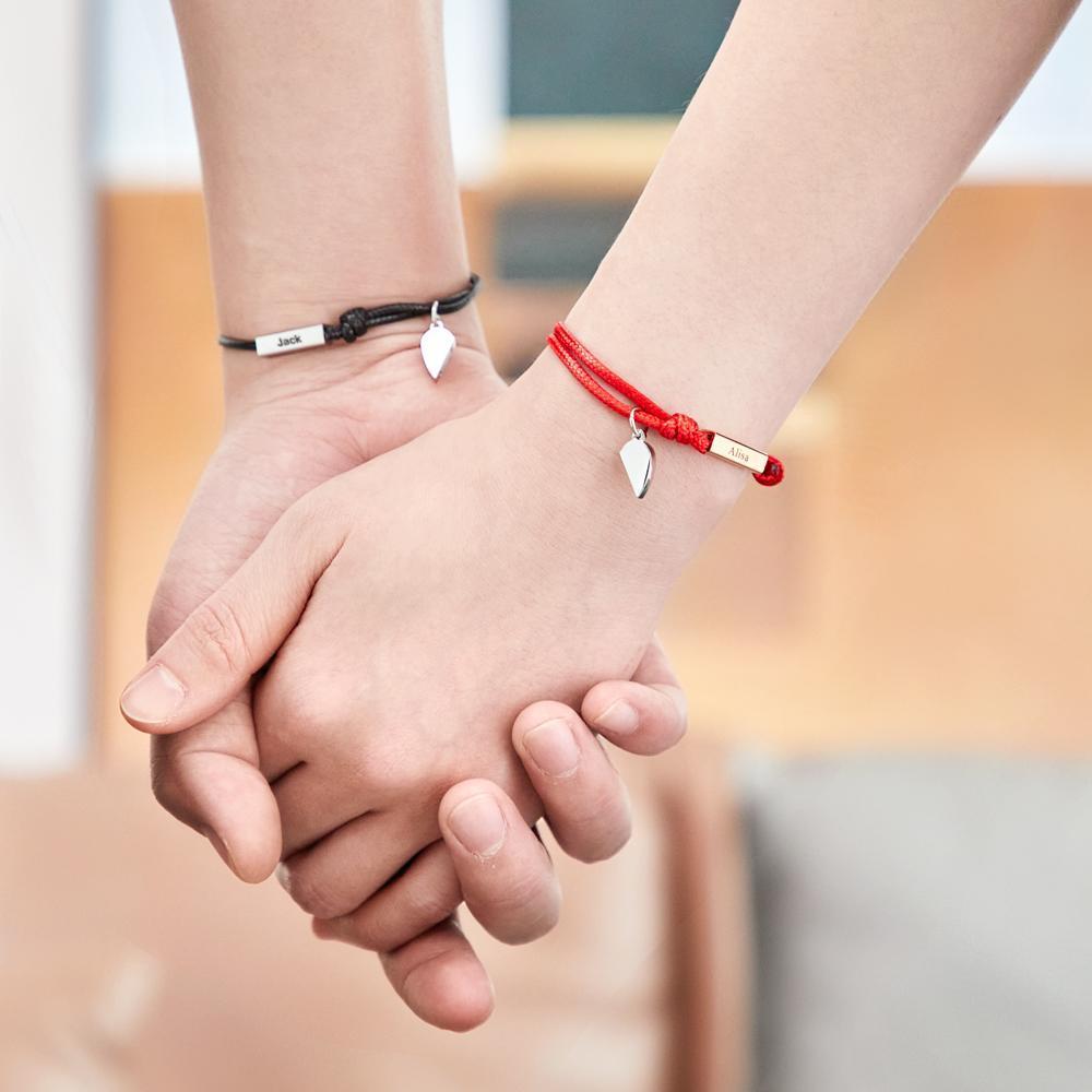 Bracelet Personnalisé Bracelets Gravés Personnalisés Cadeau Saint Valentin Coeur Bracelet Couple Magnétiques Cadeau Pour Couple