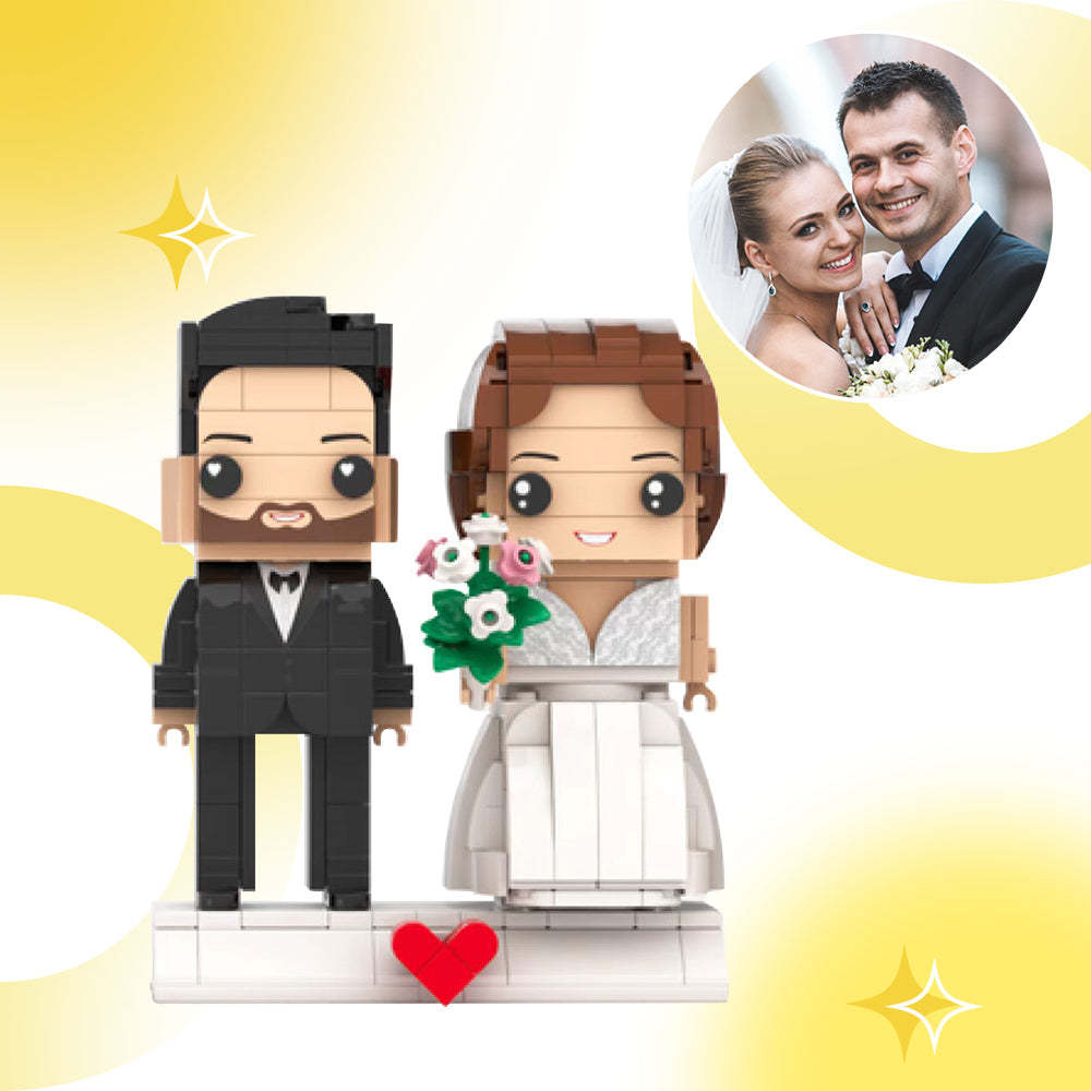 Corps Entier Personnalisable 2 Personnes Custom Brick Block Heads We Got Married - soufeelfr