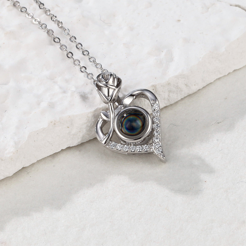 Collier De Projection Personnalisé Collier Photo Coeur Rose Pour Elle - soufeelfr