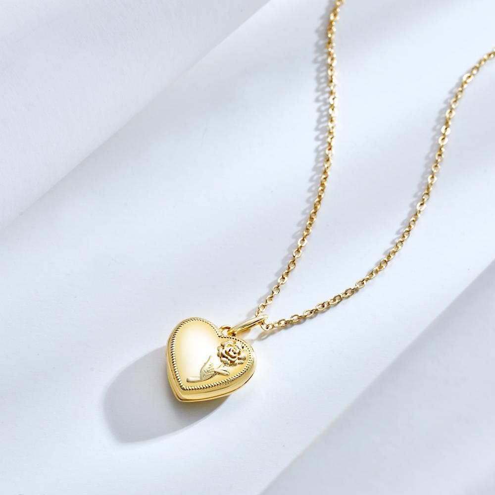 Collier Médaillon Photo Gravable Pendentif Fleur Personnalisé Pour Vos Proches