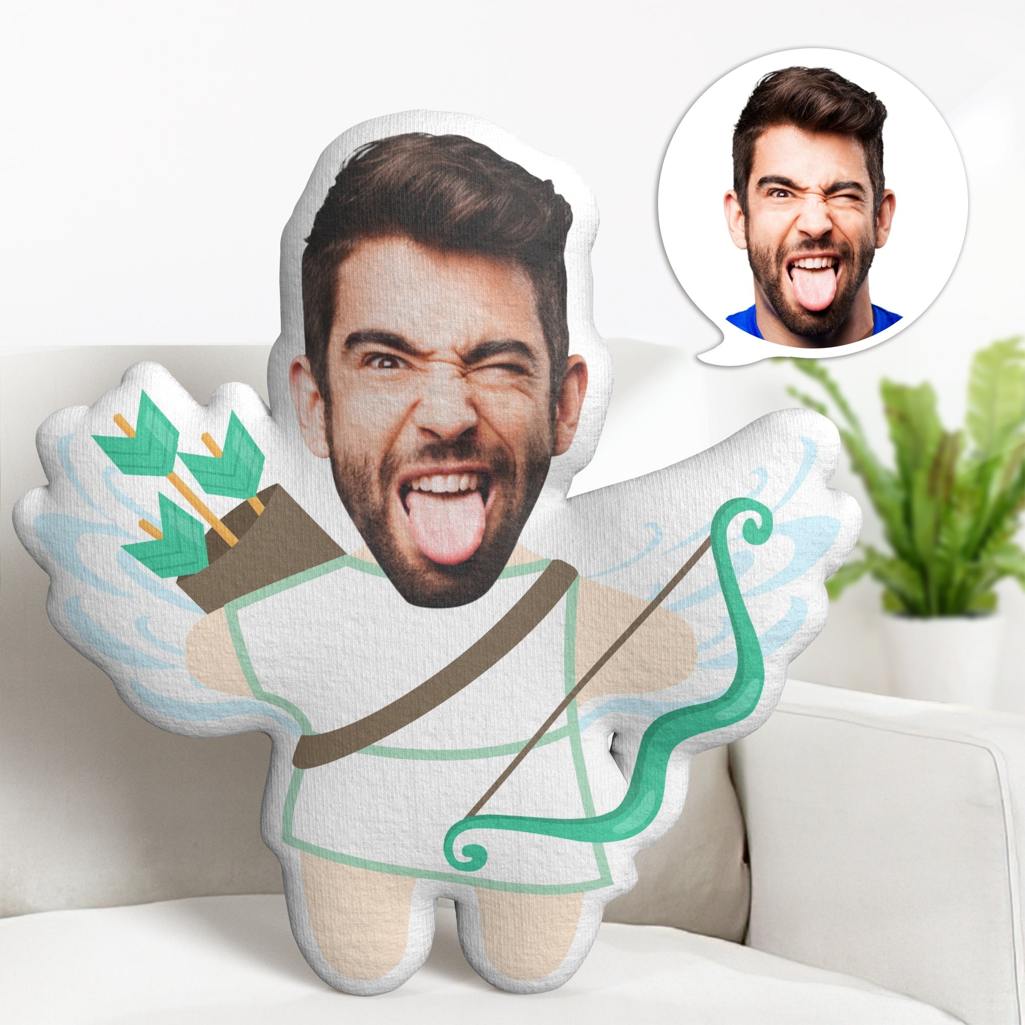 Visage Personnalisé Minime Jeter Oreiller Personnalisé Saint Valentin Cupidon Dessin Animé Jeter Oreiller - soufeelfr