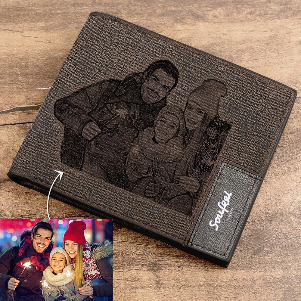 Portefeuille Pour Homme, Portefeuille Personnalis茅, Portefeuille Photo Avec Gravure Cadeau De No?l Pour Petit Ami / Papa / Mari
