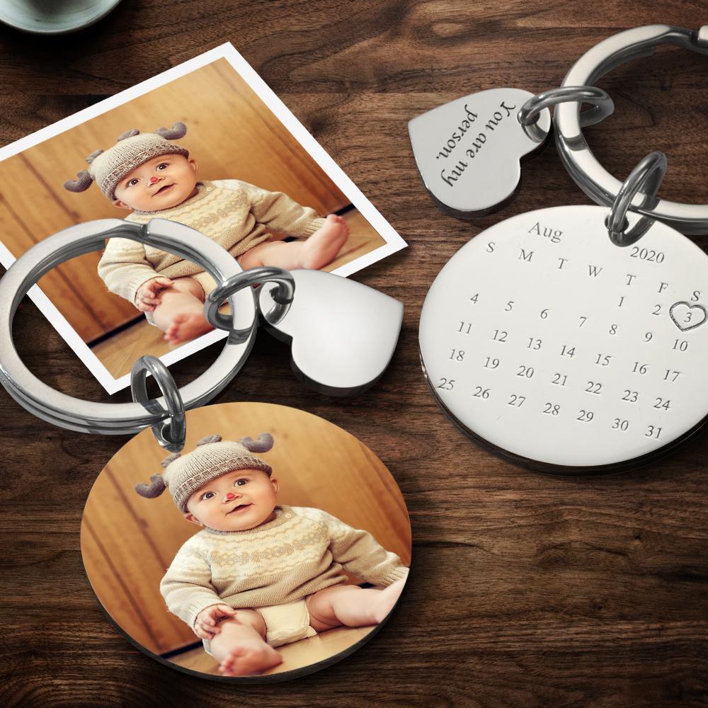 Porte-clés Photo Personnalisé Calendrier Gravé Personnalisé Porte-clés Cadeau Pour Bébé - soufeelfr