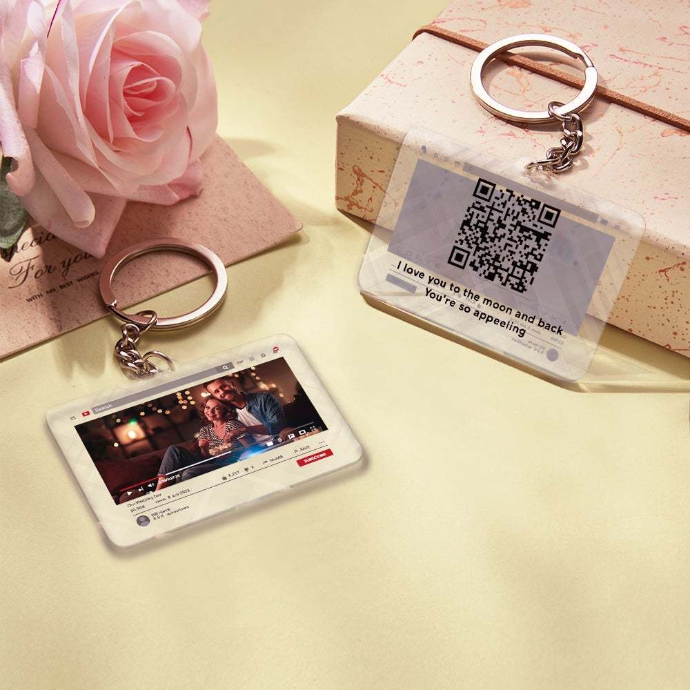 Porte-clés Personnalisé Vidéo Youtube Qr Code Porte-clés Scannable Qr Code Envoyez Votre Vidéo Préférée Cadeau De Saint Valentin