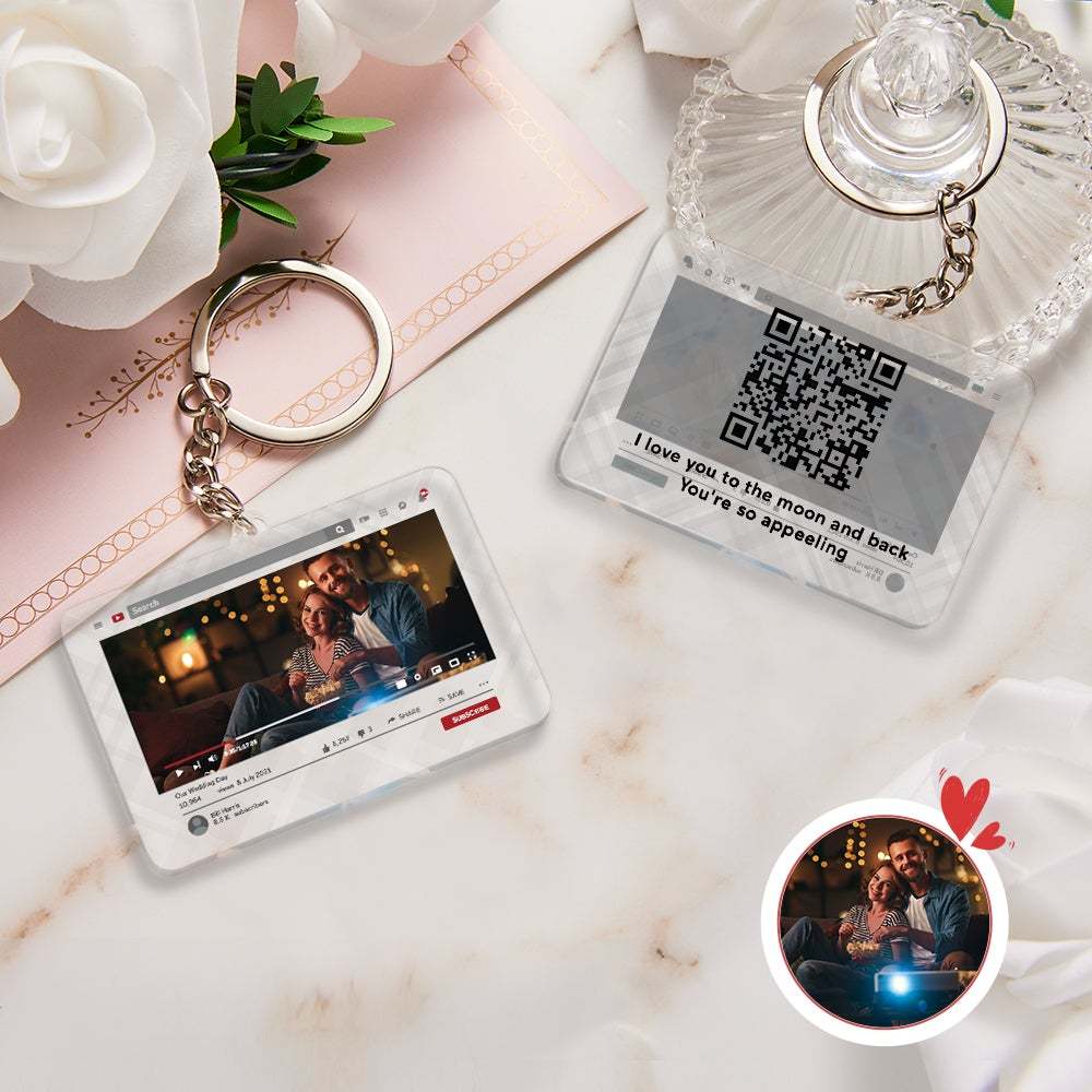 Porte-clés Personnalisé Vidéo Youtube Qr Code Porte-clés Scannable Qr Code Envoyez Votre Vidéo Préférée Cadeau De Saint Valentin