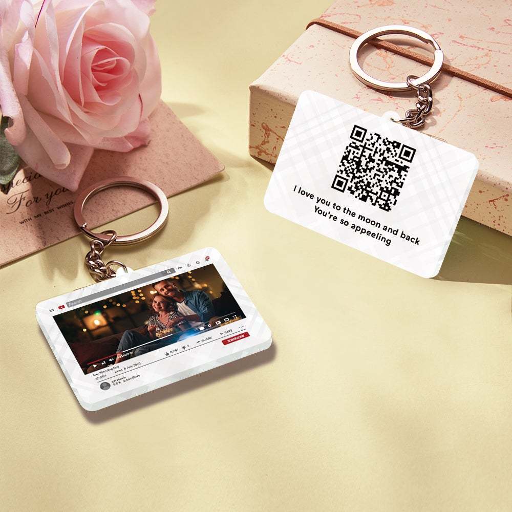 Porte-clés Personnalisé Vidéo Youtube Qr Code Porte-clés Scannable Qr Code Envoyez Votre Vidéo Préférée Cadeau De Saint Valentin