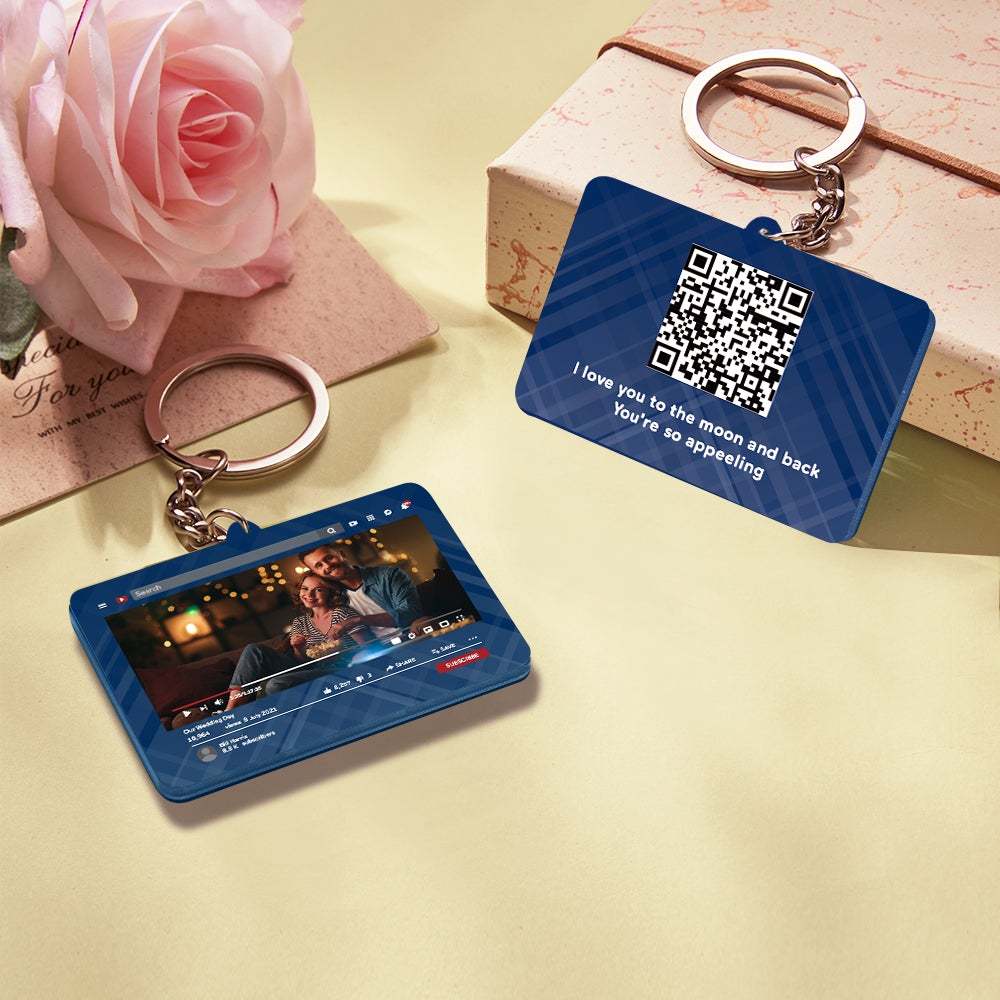 Porte-clés Personnalisé Vidéo Youtube Qr Code Porte-clés Scannable Qr Code Envoyez Votre Vidéo Préférée Cadeau De Saint Valentin