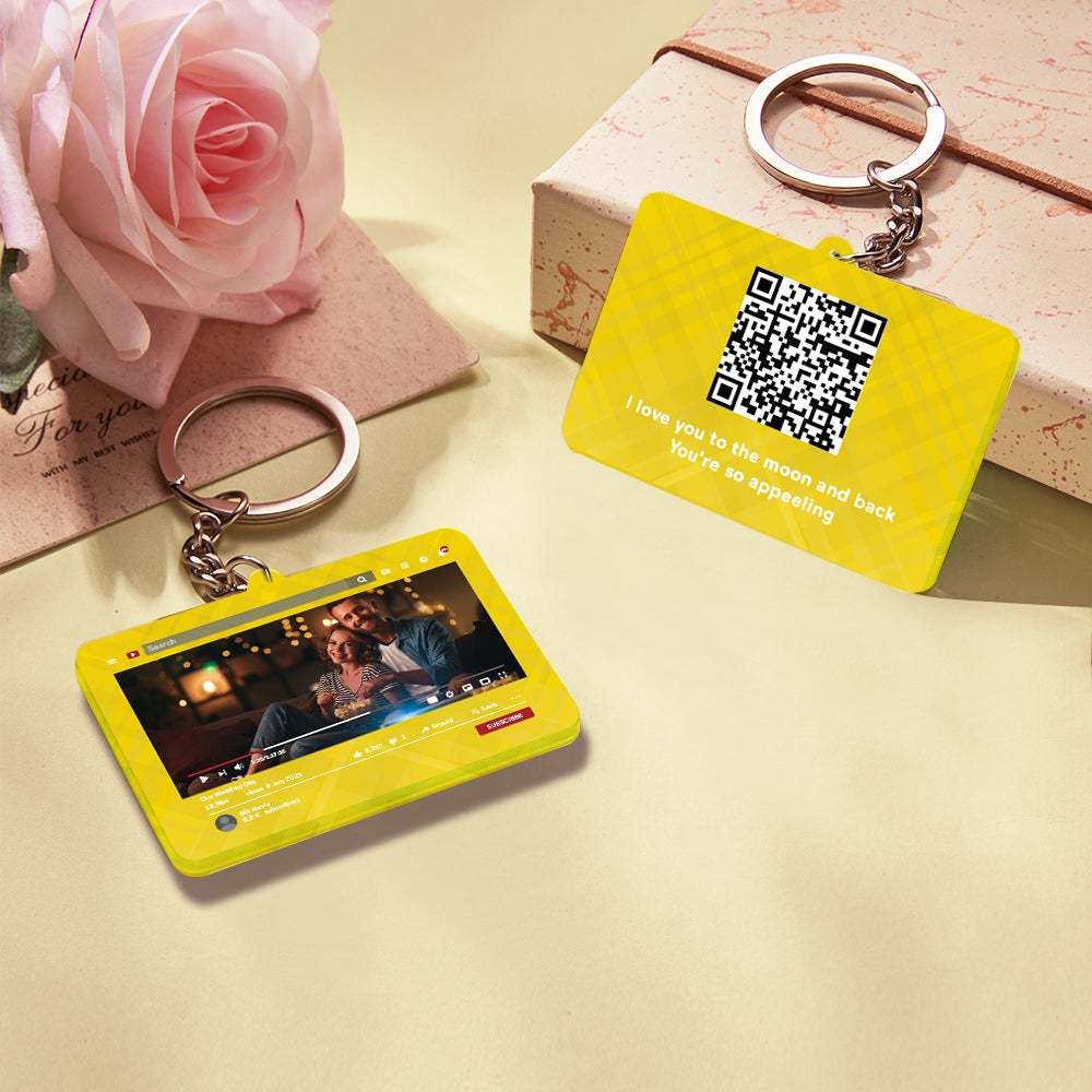 Porte-clés Personnalisé Vidéo Youtube Qr Code Porte-clés Scannable Qr Code Envoyez Votre Vidéo Préférée Cadeau De Saint Valentin