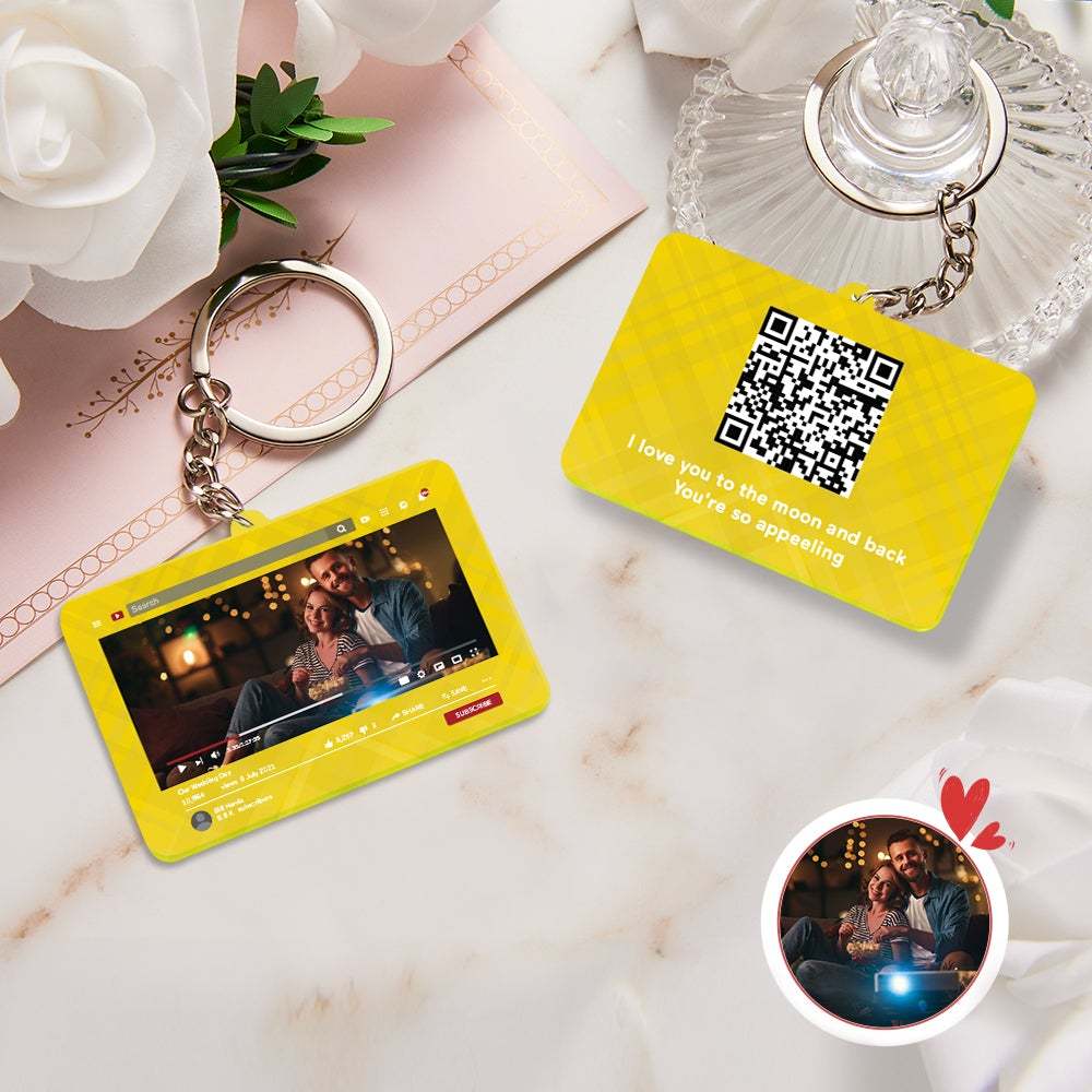 Porte-clés Personnalisé Vidéo Youtube Qr Code Porte-clés Scannable Qr Code Envoyez Votre Vidéo Préférée Cadeau De Saint Valentin