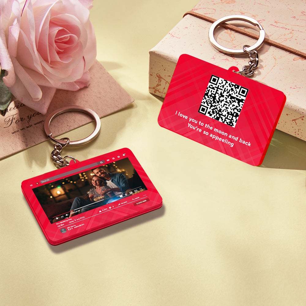 Porte-clés Personnalisé Vidéo Youtube Qr Code Porte-clés Scannable Qr Code Envoyez Votre Vidéo Préférée Cadeau De Saint Valentin