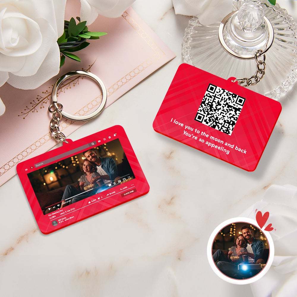 Porte-clés Personnalisé Vidéo Youtube Qr Code Porte-clés Scannable Qr Code Envoyez Votre Vidéo Préférée Cadeau De Saint Valentin