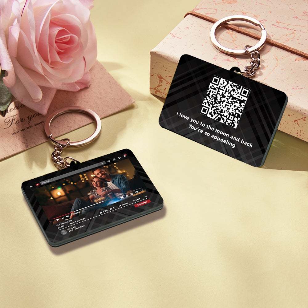 Porte-clés Personnalisé Vidéo Youtube Qr Code Porte-clés Scannable Qr Code Envoyez Votre Vidéo Préférée Cadeau De Saint Valentin