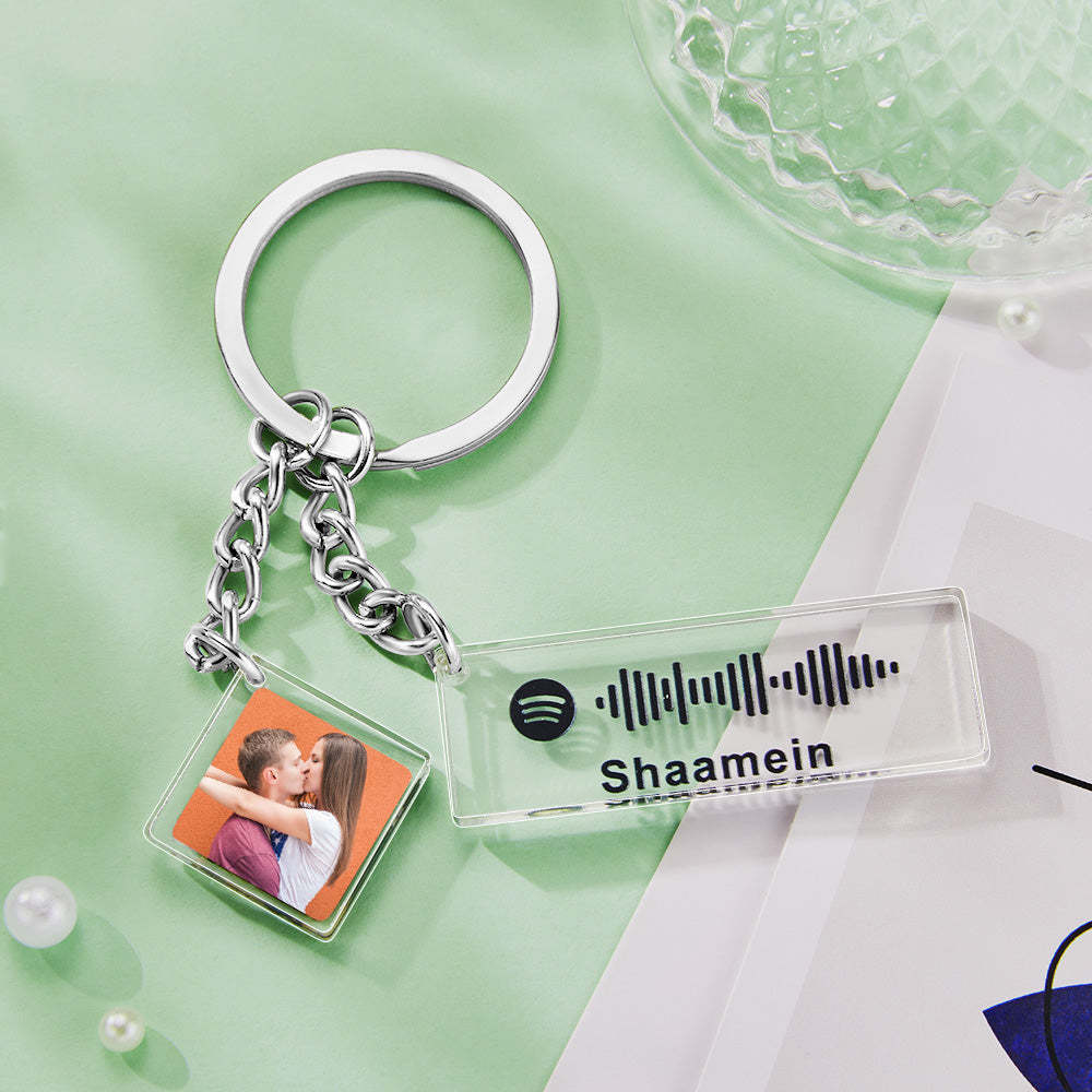 Porte-clés Personnalisé Avec Code Spotify Porte-clés Gravé Avec Photo Cadeau De La Saint-valentin Pour Couple - soufeelfr