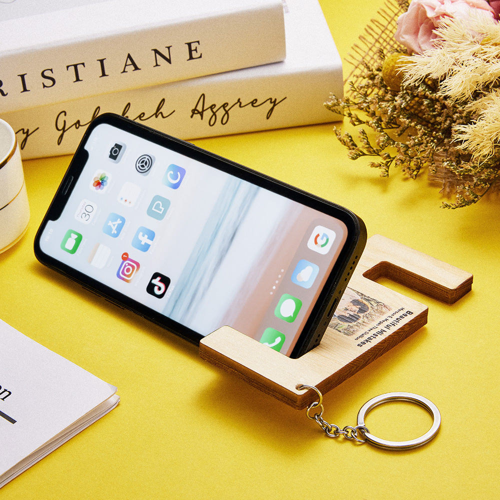 Cadeau Créatif De Support De Téléphone En Bois De Porte-clés De Code Spotify Gravé Par Coutume - soufeelfr