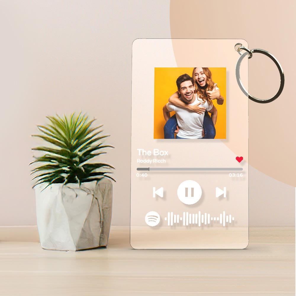 Scannable Spotify Code Plaque Porte-clés Musique Et Photo Acrylique, Chanson Porte-clés Cadeaux 2.1in * 3.4in (5.4 * 8.6cm)