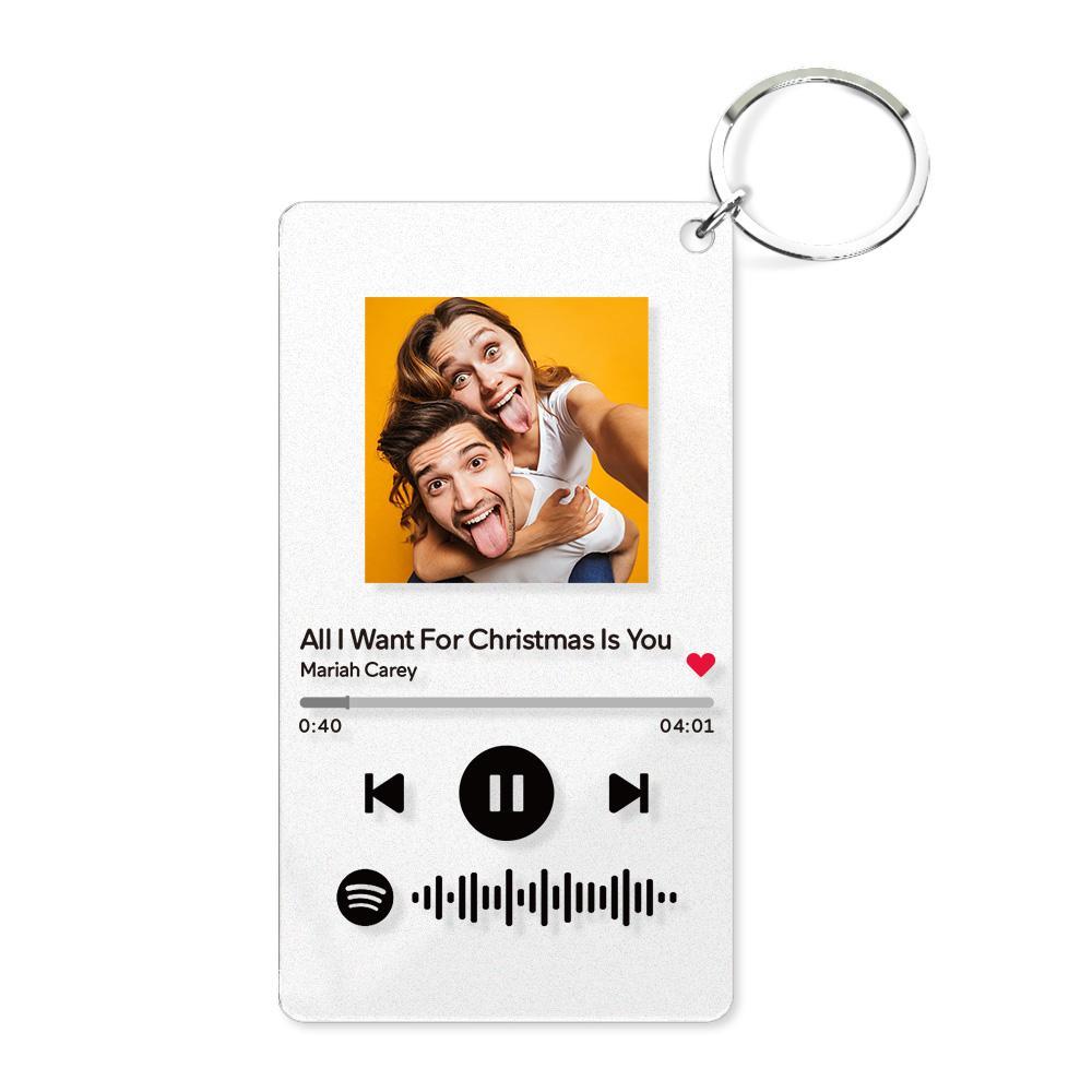 Scannable Spotify Code Plaque Porte-clés Musique Et Photo Acrylique, Chanson Porte-clés Cadeaux 2.1in * 3.4in (5.4 * 8.6cm)