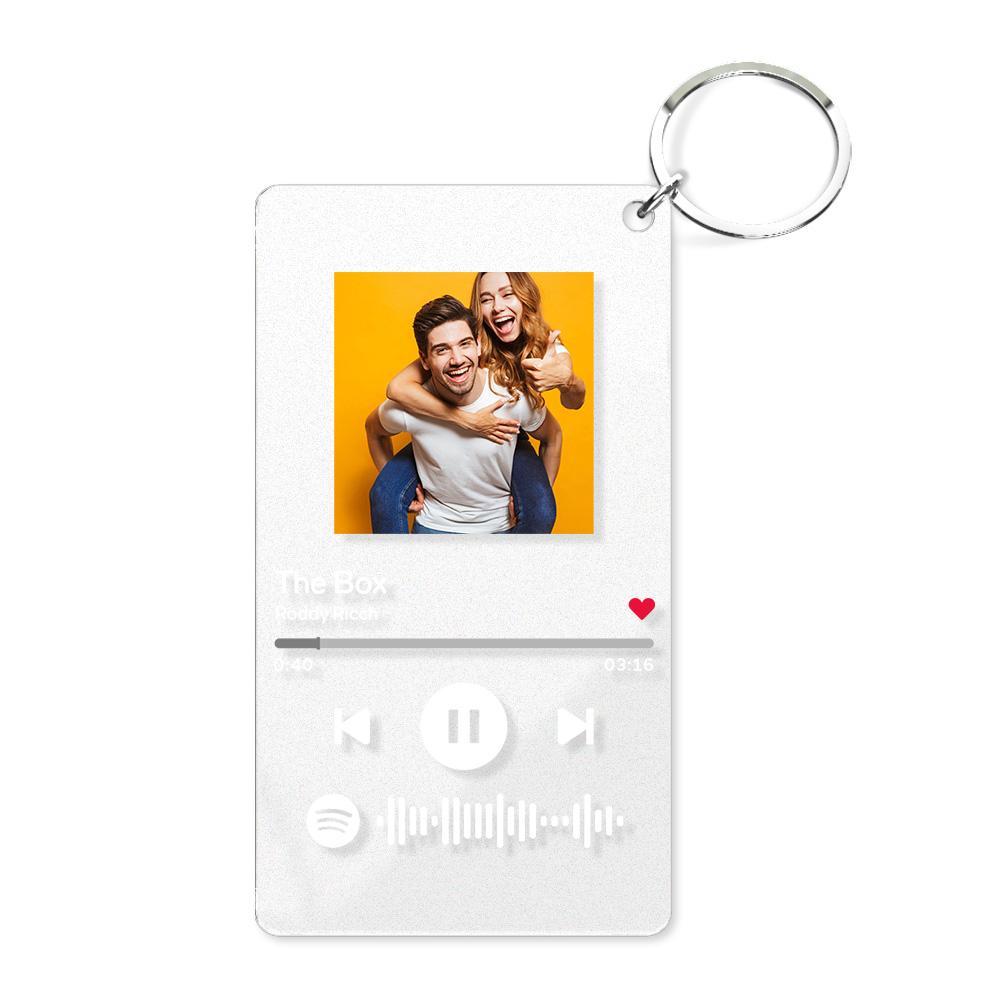 Scannable Spotify Code Plaque Porte-clés Musique Et Photo Acrylique, Chanson Porte-clés Cadeaux 2.1in * 3.4in (5.4 * 8.6cm)