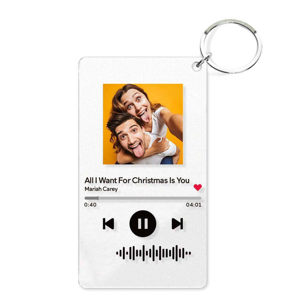 Numérisable Musique Code Plaque Porte-clés Musique Et Photo Acrylique, Chanson Porte-clés Cadeaux 2.1in*3.4in (5.4*8.6cm) Cadeaux Pour Les Employés