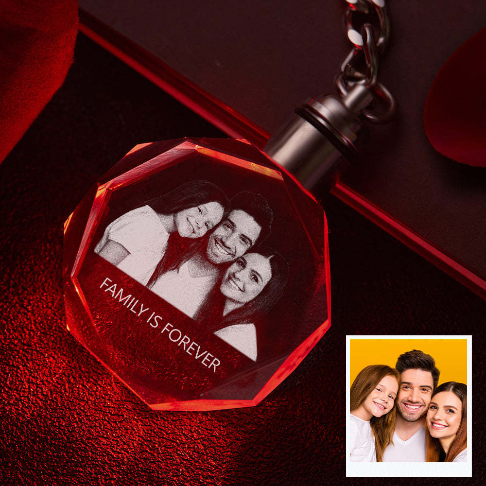 Photo Personnalisée Porte-clés En Cristal Souvenir De Famille Porte-clés En Cristal Porte-clés Photo En Forme D'octogone - soufeelfr