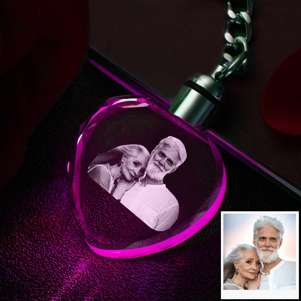 Photo Personnalisée Porte-clés En Cristal Couple Souvenir Porte-clés En Cristal Porte-clés Photo En Forme De Coeur - soufeelfr