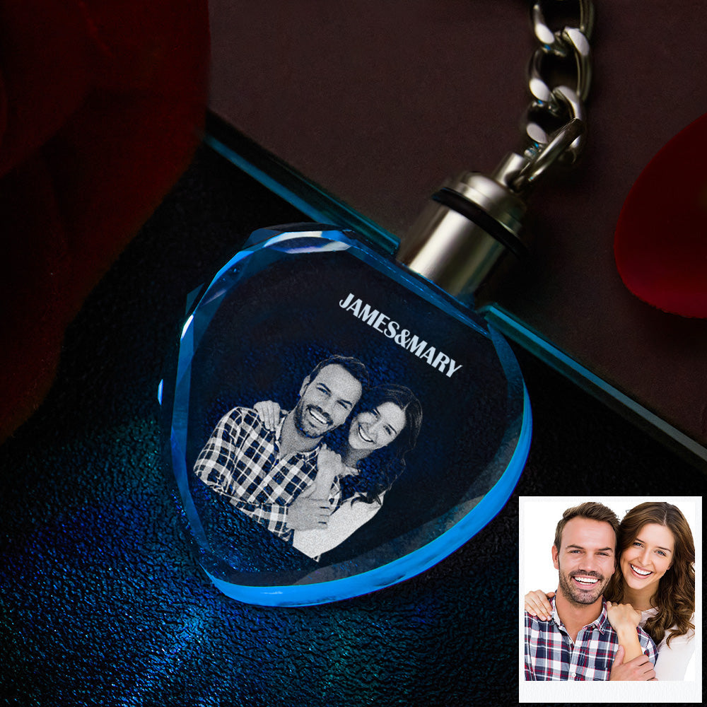 Photo Personnalisée Porte-clés En Cristal Couple Souvenir Porte-clés En Cristal Porte-clés Photo En Forme De Coeur - soufeelfr