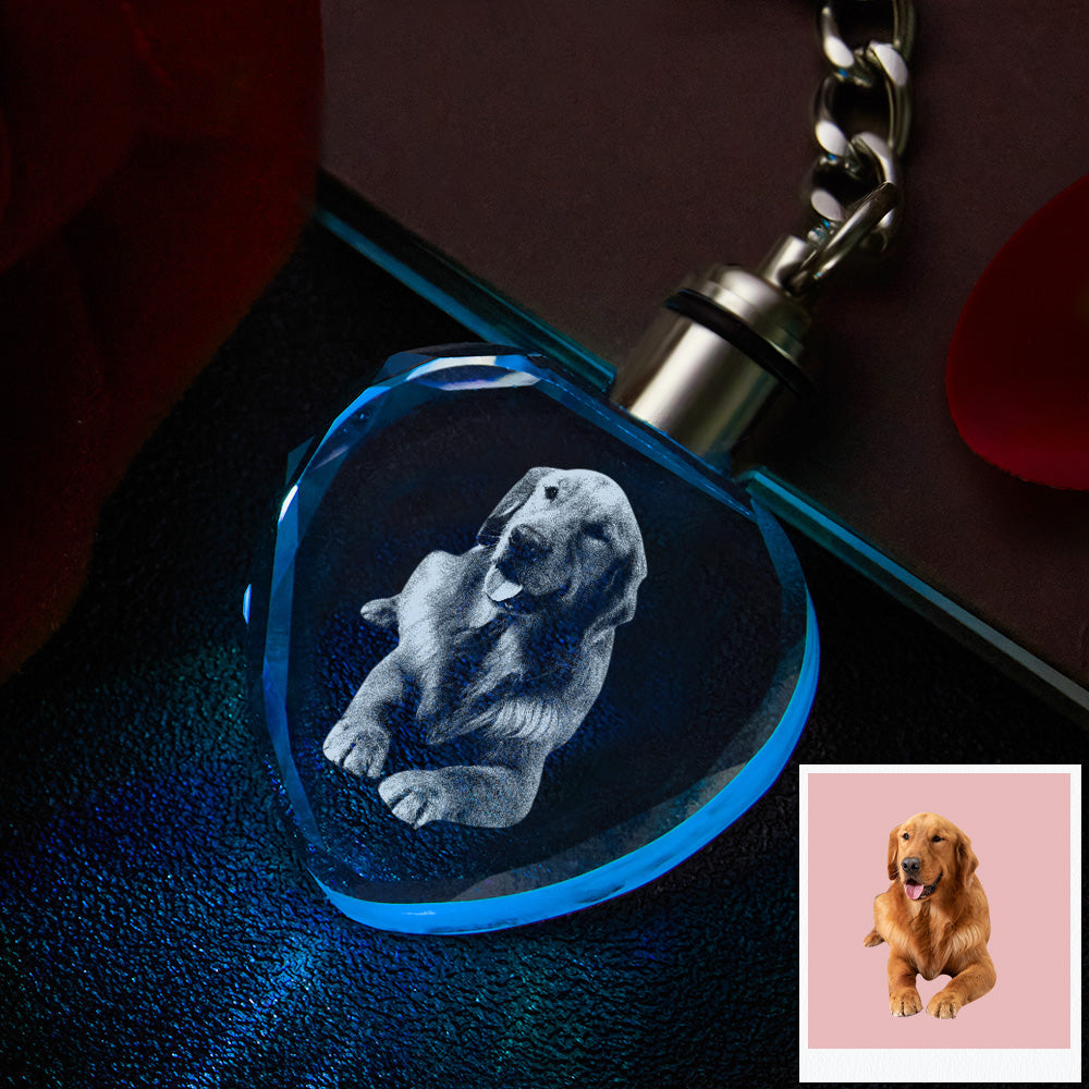 Porte-clés En Cristal Photo Personnalisé Pet Keepsake Crystal Keychain Porte-clés Photo En Forme De Coeur - soufeelfr