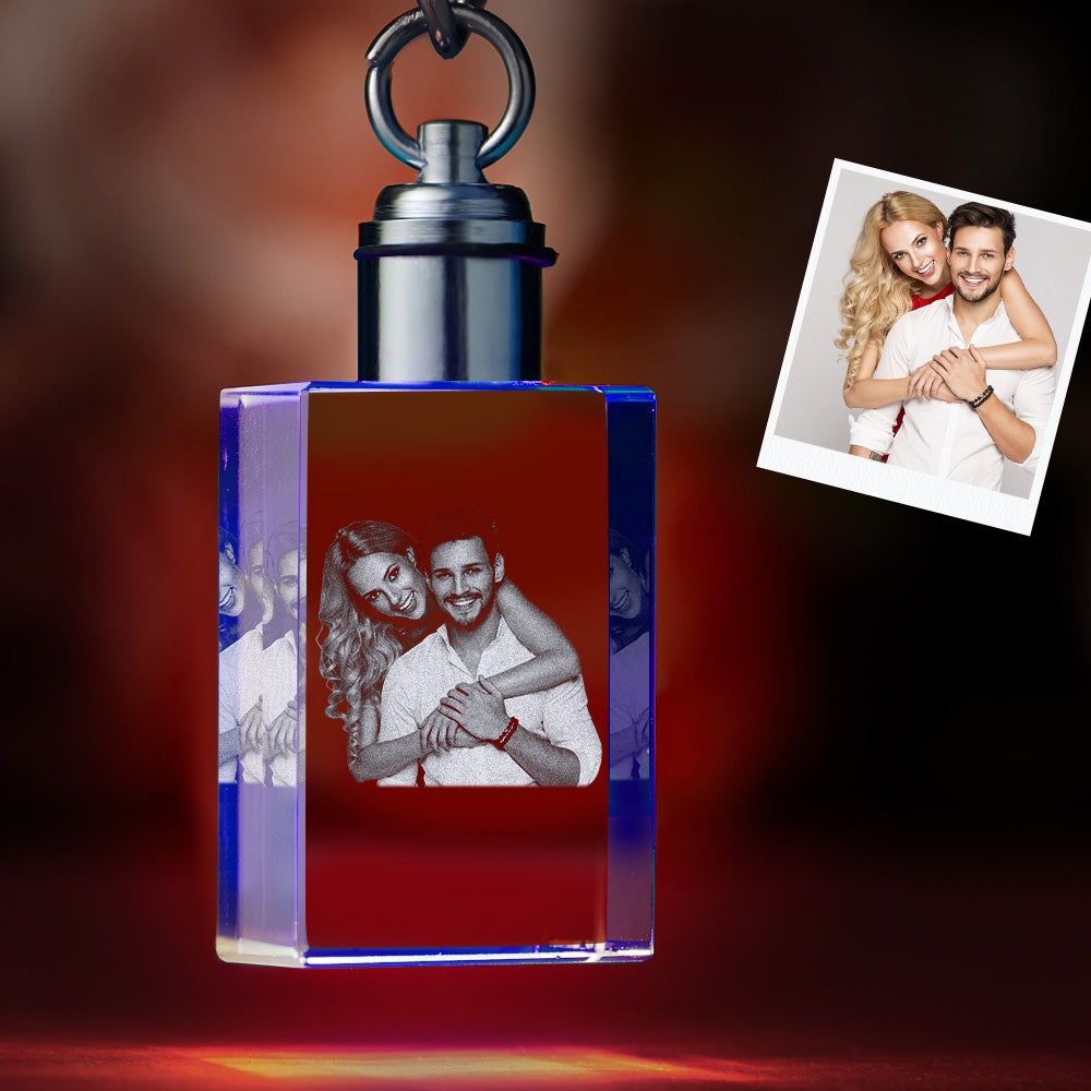 Porte-clés En Cristal Photo Personnalisé Couple Souvenir Porte-clés En Cristal Porte-clés Photo En Forme De Rectangle - soufeelfr