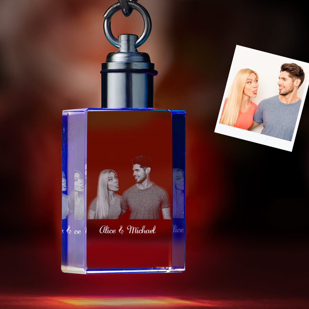 Porte-clés En Cristal Photo Personnalisé Couple Souvenir Porte-clés En Cristal Porte-clés Photo En Forme De Rectangle - soufeelfr
