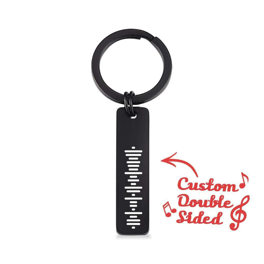 Scannable Music Code Keychain, Custom Music Song Keychains Noir Double Face