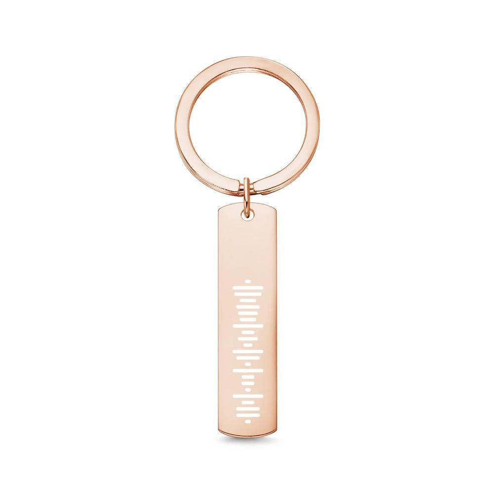 Scannable Music Code Keychain, Custom Music Song Keychains Rose Gold Color Gifts For Her Double Face