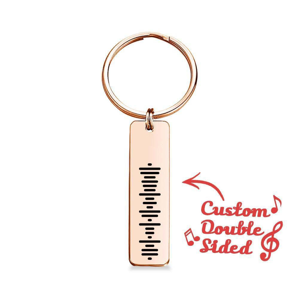 Scannable Music Code Keychain, Custom Music Song Keychains Rose Gold Color Gifts For Her Double Face