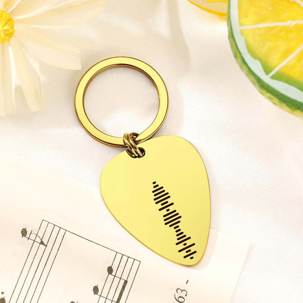 Scannable Music Code Guitar Pick Keychain, Gravé Custom Music Song Keychain Memory Gifts