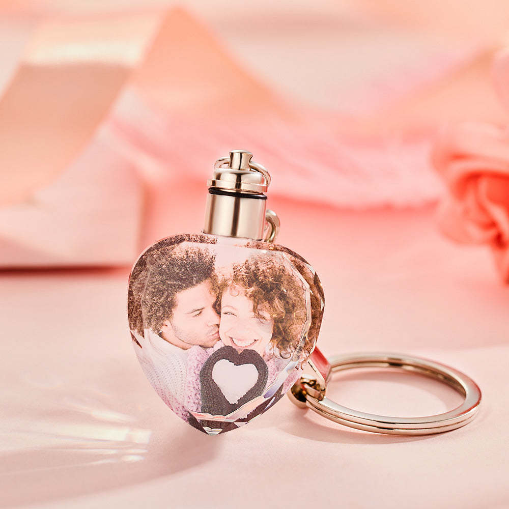 Porte-clés En Cristal Photo Personnalisé Porte-clés En Forme De Coeur Cadeau Pour Amoureux