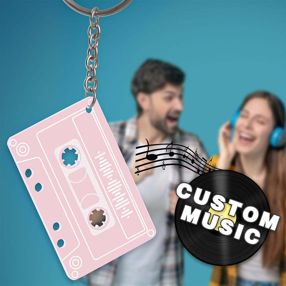 Porte-clés De Bande De Code De Musique Scannable Personnalisé, Porte-clés De Chanson De Musique Personnalisée Gravée Cadeaux De Bande Jaune Pour Elle