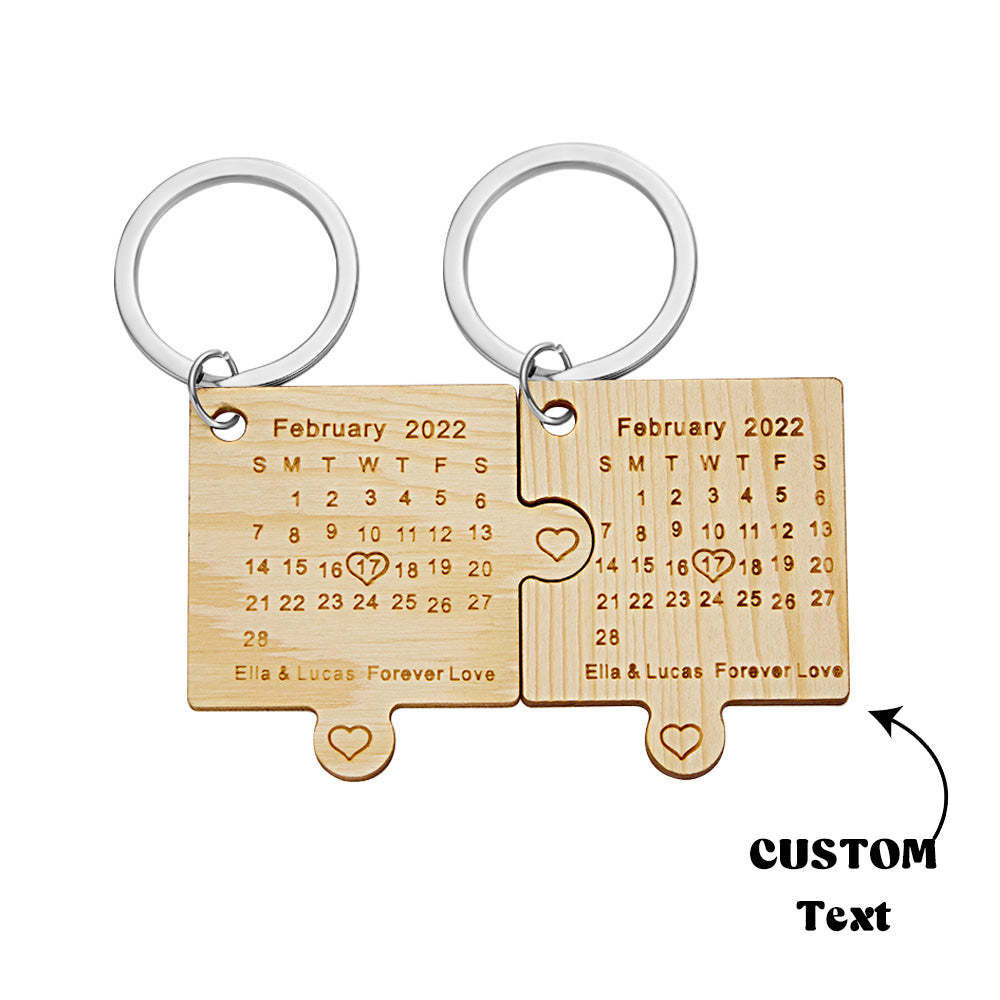 Calendrier Gravé Personnalisé Keychain Jigsaw Keychain Cadeau Important De Marque De Date Pour Les Amoureux - soufeelfr