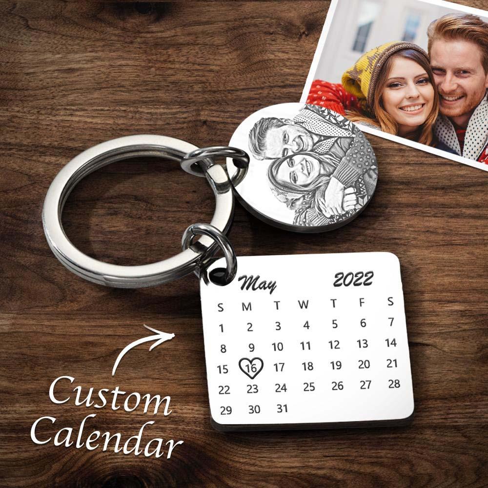 Calendrier Photo Personnalisé Porte-clés Date Porte-clés Anniversaire Cadeau De Noël - soufeelfr