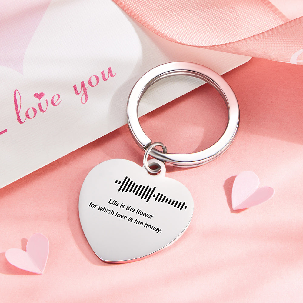Personnalisable Scan Musique Lettrage Porte-clés Personnalisé Coeur Porte-clés Saint Valentin Cadeau - soufeelfr