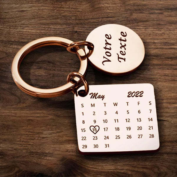 Porte-clés Calendrier Personnalisé, Porte-clés Date, Anniversaire, Petit Ami, Petite Amie, Mari, Femme, Relations, Mariage