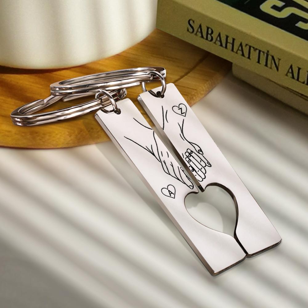 Porte-clés Personnalisé Gravé Coeur Porte-clés Saint Valentin Cadeau Cadeau Pour Elle - soufeelfr
