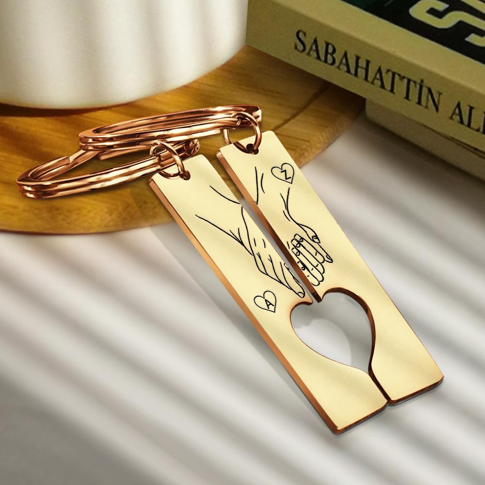 Porte-clés Personnalisé Gravé Coeur Porte-clés Saint Valentin Cadeau Cadeau Pour Elle - soufeelfr