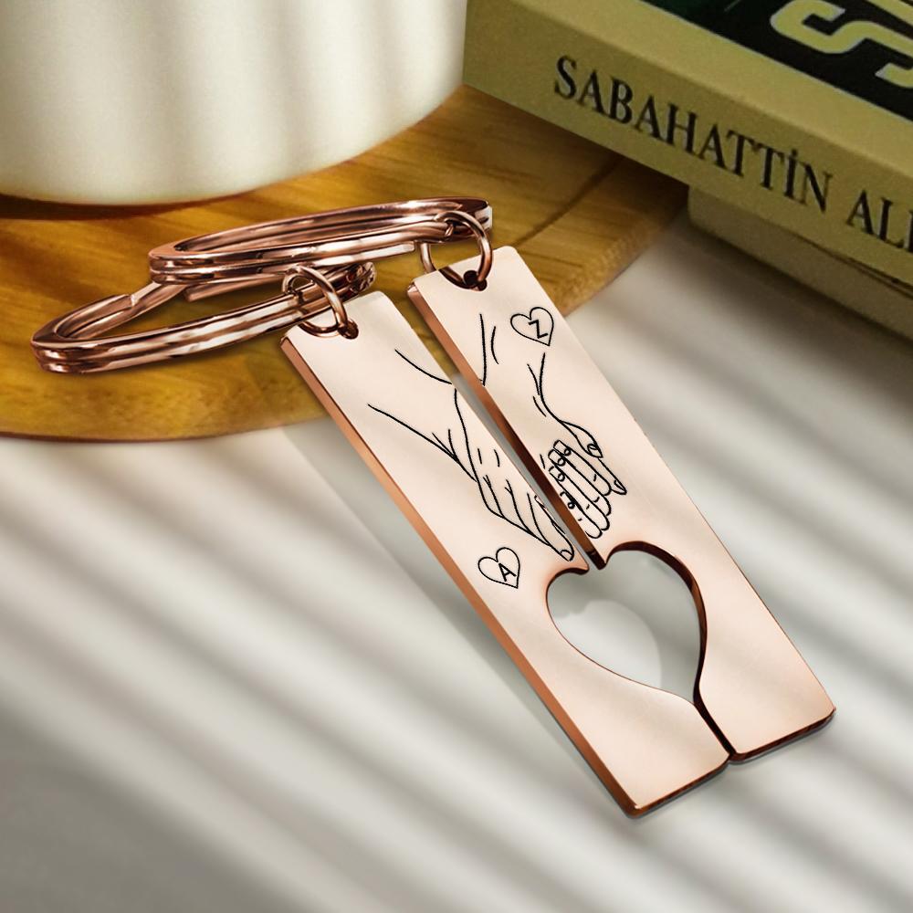 Porte-clés Personnalisé Gravé Coeur Porte-clés Saint Valentin Cadeau Cadeau Pour Elle - soufeelfr