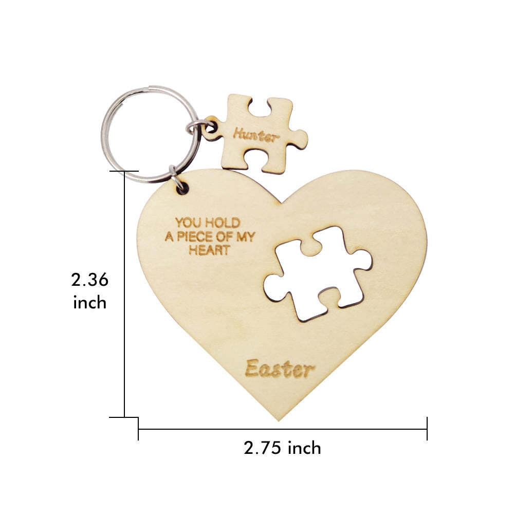Puzzle Personnalisé Porte-clés Gravé Puzzle En Forme De Coeur Porte-clés Cadeau Pour Les Amoureux - soufeelfr