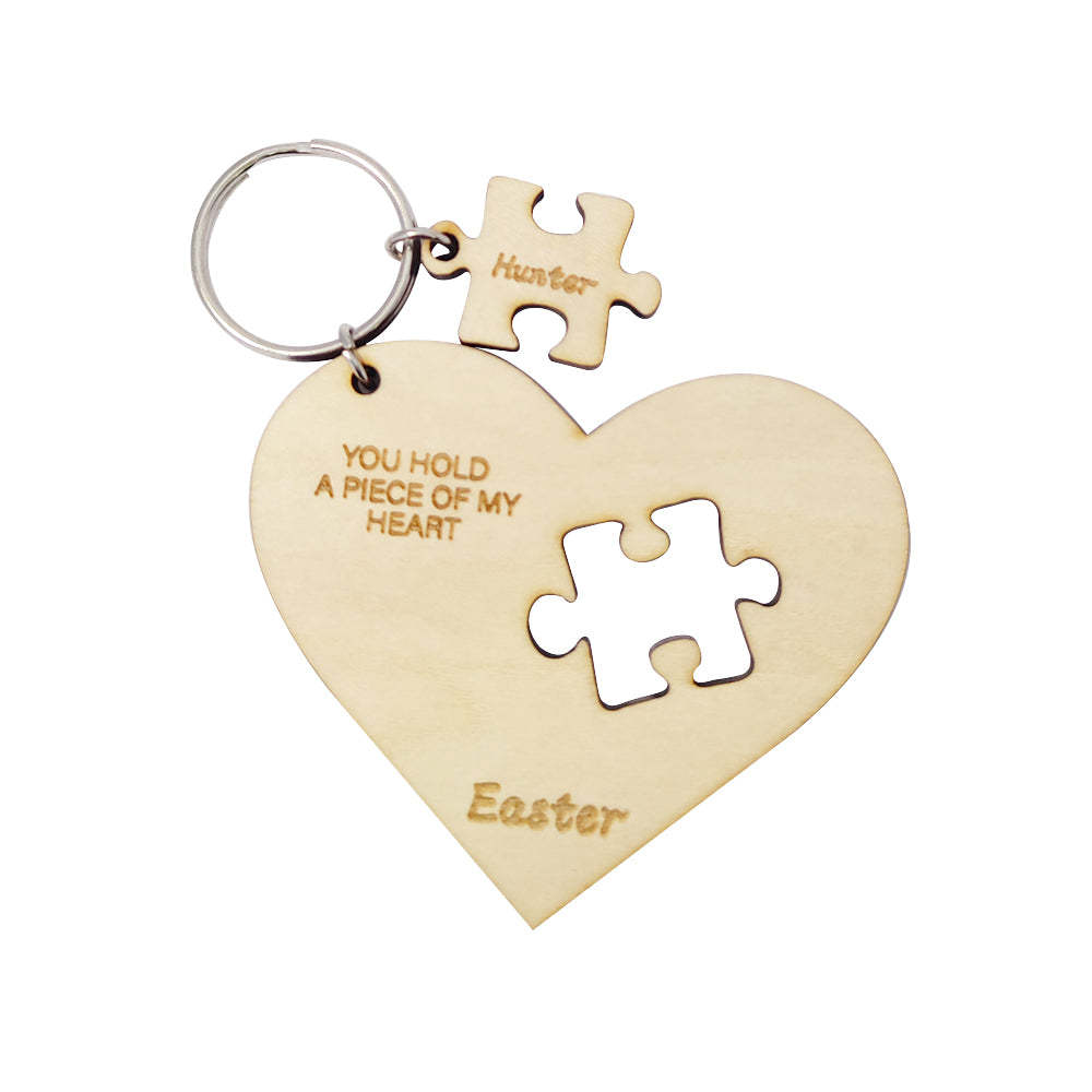 Puzzle Personnalisé Porte-clés Gravé Puzzle En Forme De Coeur Porte-clés Cadeau Pour Les Amoureux - soufeelfr