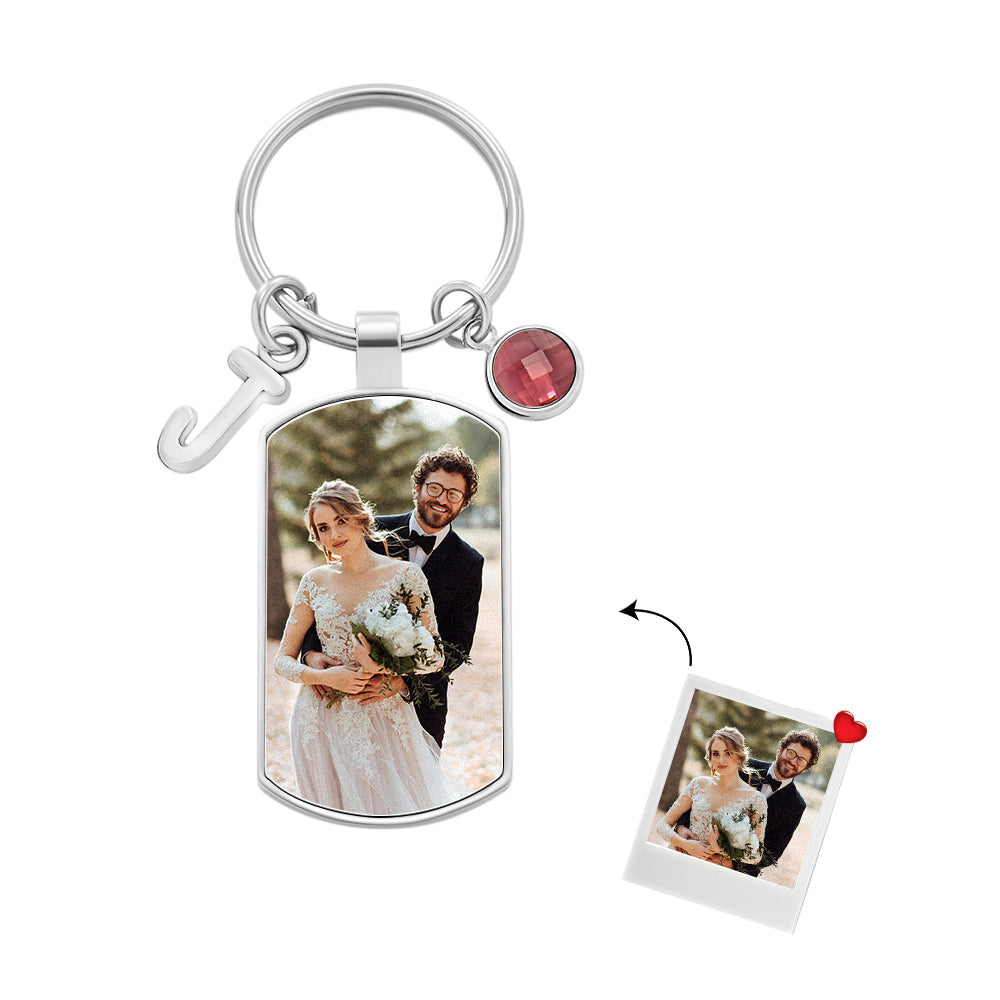 Porte-clés Photo Personnalisé Pierre De Naissance Personnalisé Lettre Pendentif Cadeaux D'anniversaire - soufeelfr