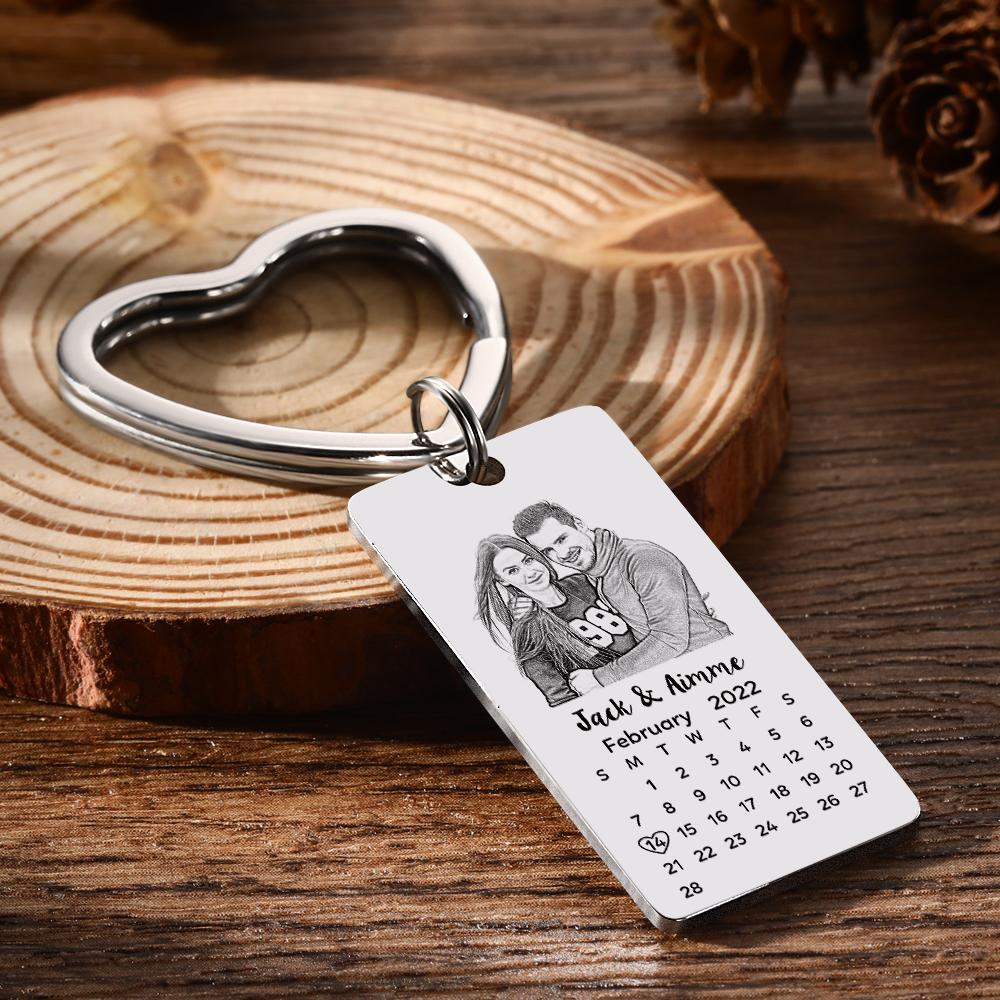 Porte-clés Calendrier Photo Personnalisé Avec Cadeau Texte Personnalisé Pour Amoureux - soufeelfr
