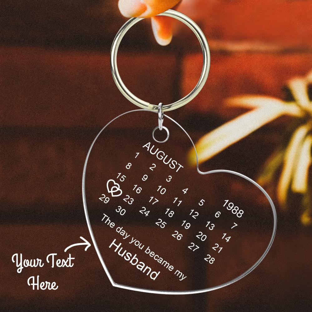 Calendrier Personnalisé Porte-clés Porte-clés Le Jour Où Vous Êtes Devenu Mon Cadeau Spécial Souvenir Porte-clés Gravé Cadeaux Pour Amoureux - soufeelfr