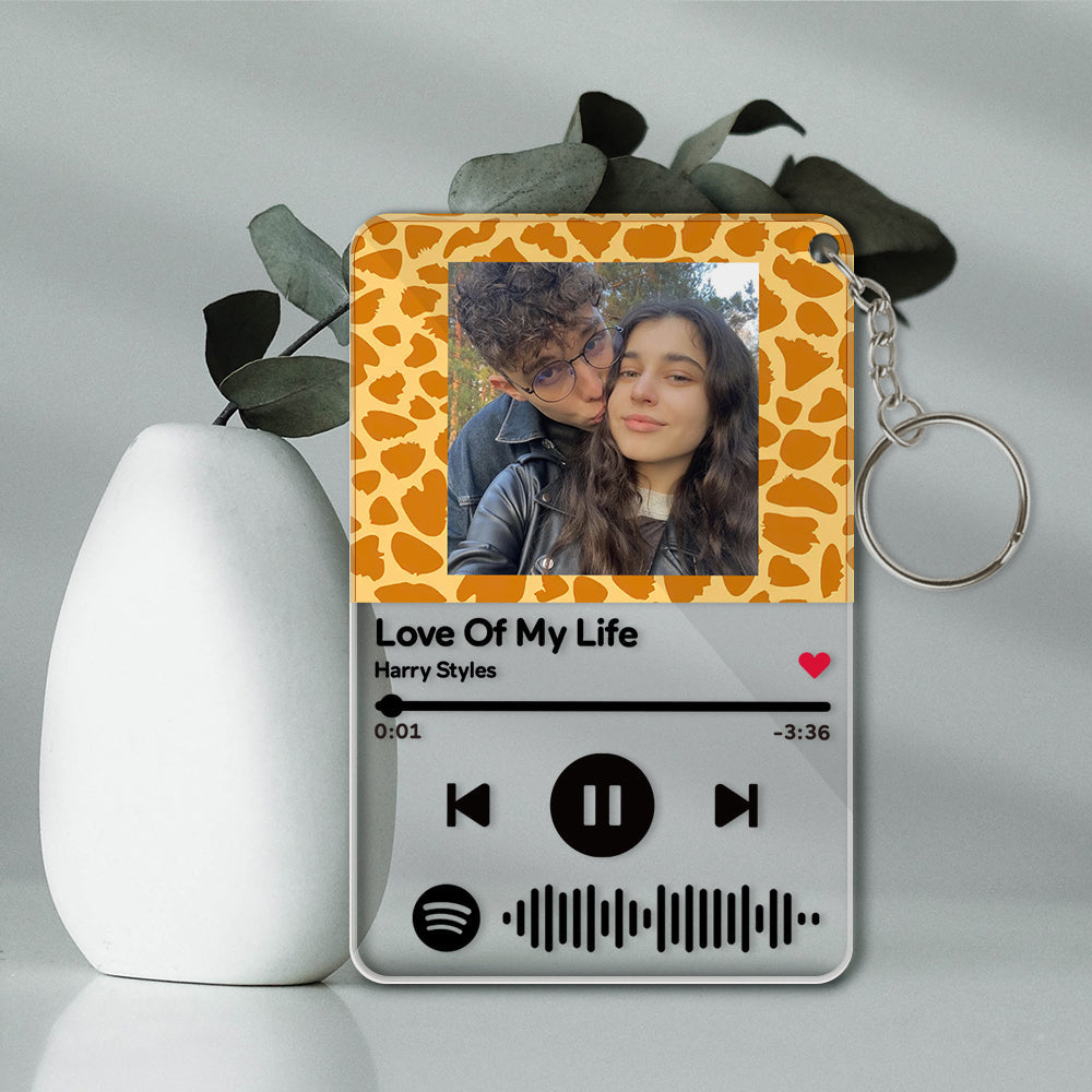 Cadeaux Scannables Faits Sur Commande De Style De Texture D'animal De Musique Acrylique De Porte-clés De Code De Spotify - soufeelfr