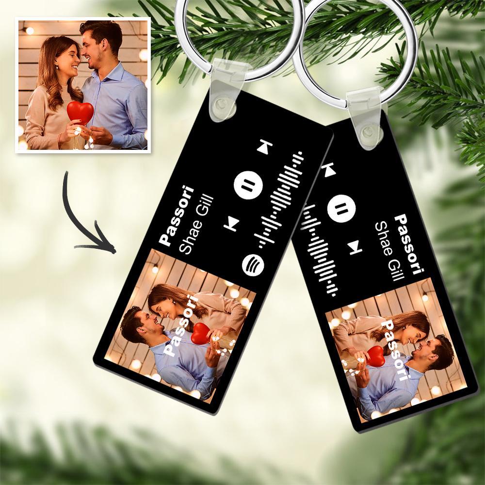 Porte-clés Photo Spotify Personnalisé Avec Gravure Cadeaux Porte-clés Pour Les Couples Le Jour De La Saint-valentin - soufeelfr